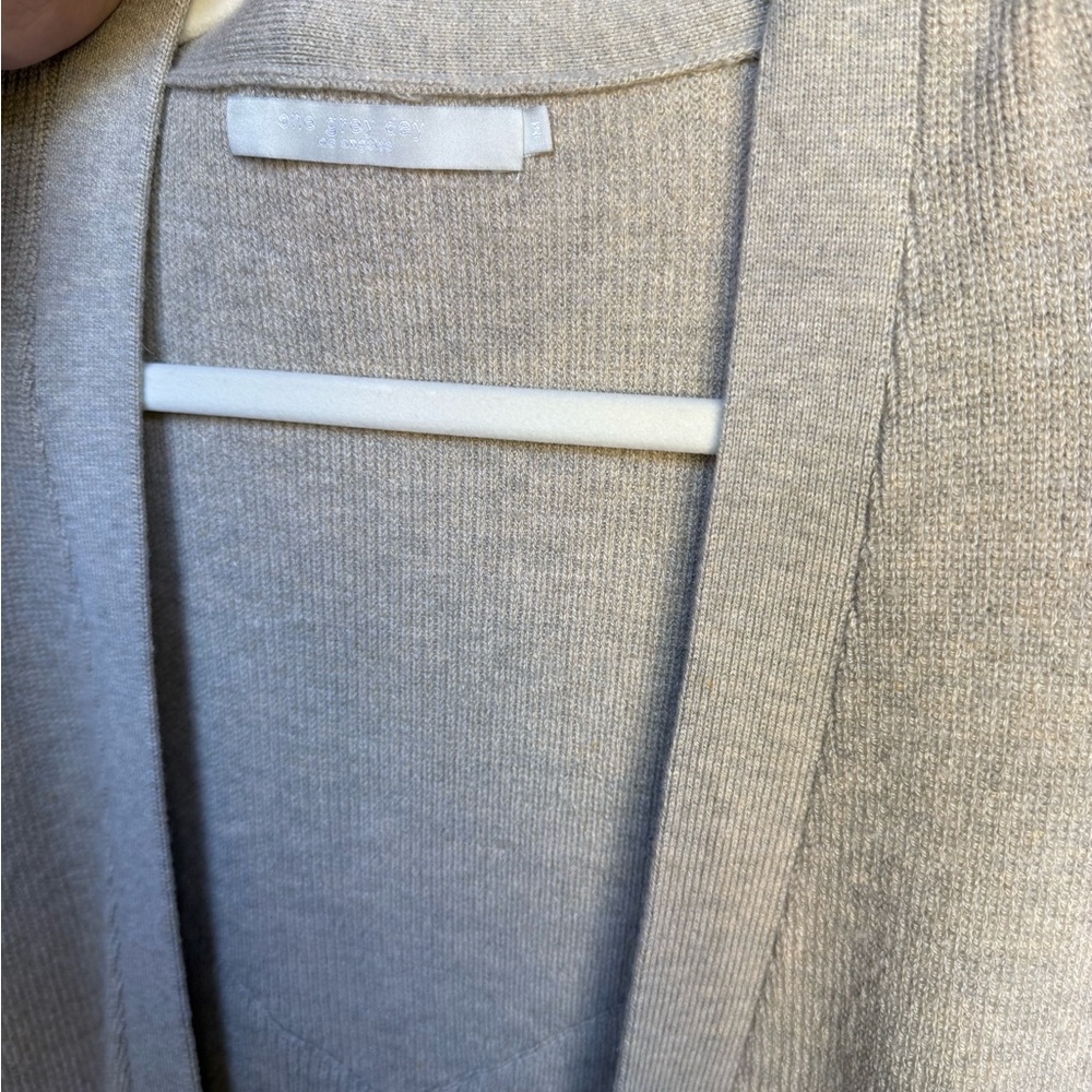 Beige Open Front Cardigan